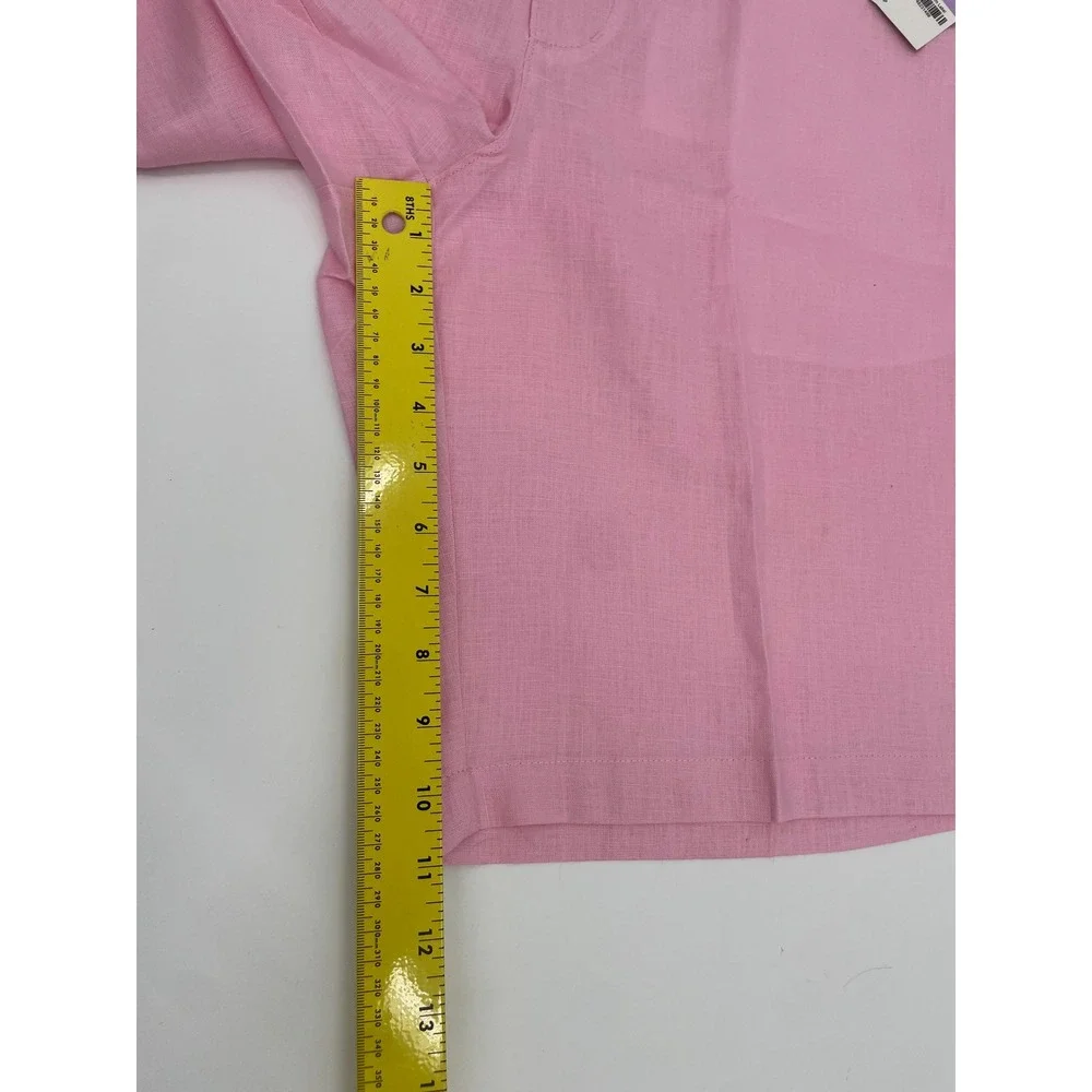 Tasso Elba Island Shorts Mens 38 Pink 100% Linen Classic Flat Front Coastal New
